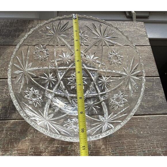 Vintage Anchor Hocking Clear Cut Glass Star of David Large 10.5” Serving Bowl - Picture 2 of 12